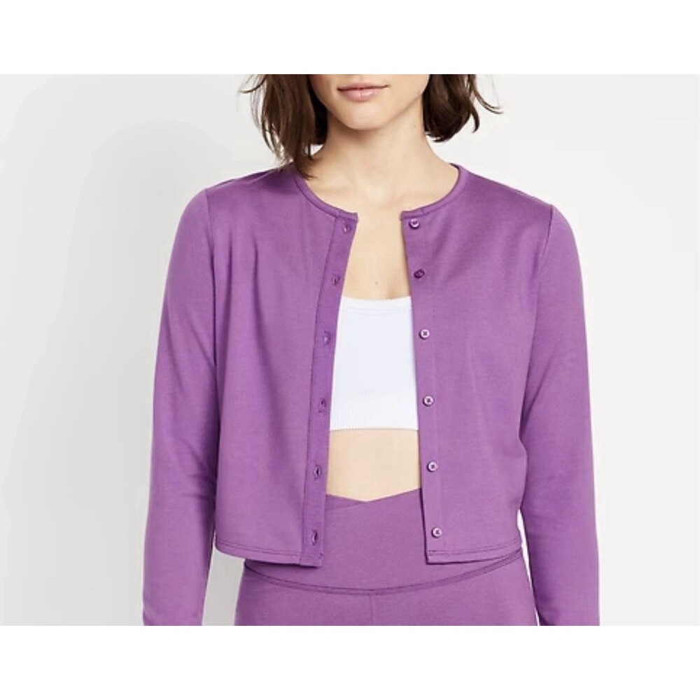 Old Navy Cardigan Lavender Cloud Cropped Comfy Cozy Preppy Minimalist Small NWT